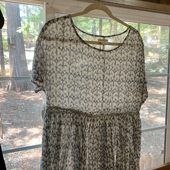 100% Cotton Leopard Beaded Short Sleeved Top Empire Waist - Picture 2 of 9